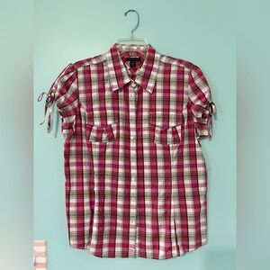 Tommy Hilfiger Pink and White Casual Button Down Shirt